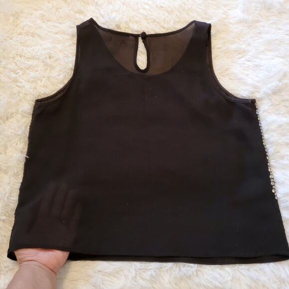 2/$30 CARMEN Carmen Marc Valvo Black Sequined Holiday Party Tank Size M - Picture 8 of 9